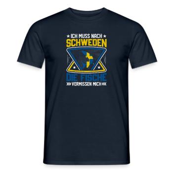 Angeln in Schweden Angeltrip nach Schweden - Männer T-Shirt - Navy - Vorne - AI Model Male 178 light (178cm)