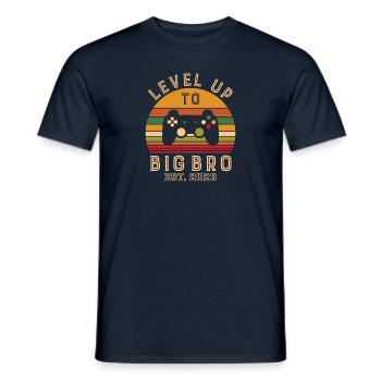 Level up to Big bro 2023 cool gaming design - Men's T-Shirt - navy - Front - AI Model Male 178 light (178cm)