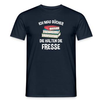 Bücher Lesen Ich Mag Bücher Die Halten Die Fresse - Männer T-Shirt - Navy - Vorne - AI Model Male 178 light (178cm)