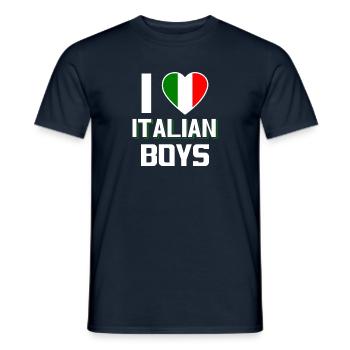 J’aime les garçons italiens Nationalité Italie - T-shirt homme - marine - Devant - AI Model Male 178 light (178cm)