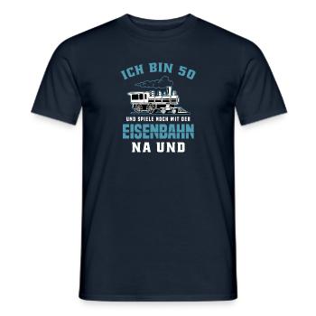 Dampfzug Zugführer Lokomotive 50 Geburtstag - Männer T-Shirt - Navy - Vorne - AI Model Male 178 light (178cm)
