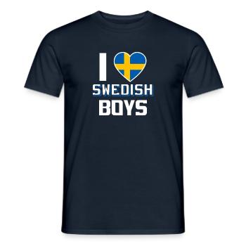 I Love Swedish Boys Nationality Sweden - Men's T-Shirt - navy - Front - AI Model Male 178 light (178cm)