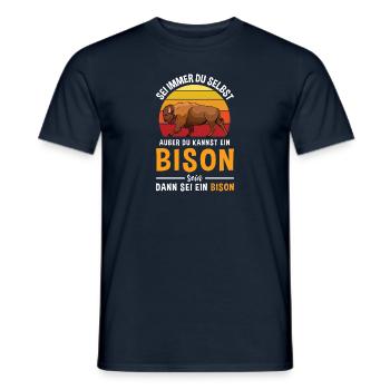 Büffel Rind Retro Bison - Männer T-Shirt - Navy - Vorne - AI Model Male 178 light (178cm)