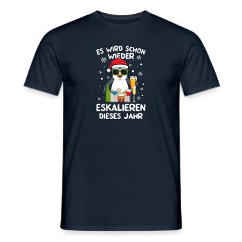 Weihnachtszeit Weihnachten Pinguin Alkohol Fest - Männer T-Shirt - Navy - Vorne - AI Model Male 178 light (178cm)