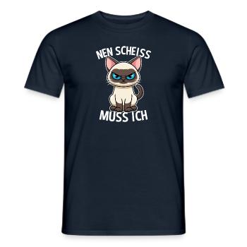 Nen Scheiss muss ich Katze Frecher Spruch - Männer T-Shirt - Navy - Vorne - AI Model Male 178 light (178cm)