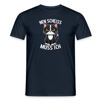 Nen Scheiss muss ich Katze Frecher Spruch - Männer T-Shirt - Navy - Vorne - AI Model Male 178 light (178cm)