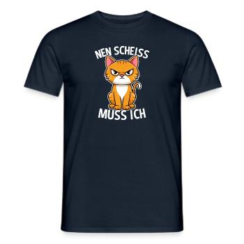 Nen Scheiss muss ich Katze Frecher Spruch - Männer T-Shirt - Navy - Vorne - AI Model Male 178 light (178cm)