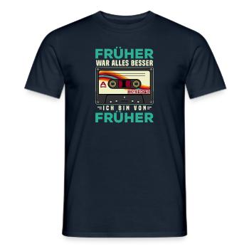 70s, 80s und 90s Jahre Retro Musik Kassette - Männer T-Shirt - Navy - Vorne - AI Model Male 178 light (178cm)