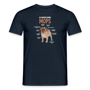 Mops Anatomie lustiges Hundehalter Pug Gassi - Männer T-Shirt - Navy - Vorne - AI Model Male 178 light (178cm)
