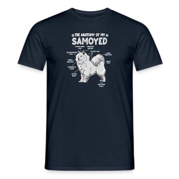 Samoyed anatomy funny dog owner walkinggan - Men's T-Shirt - navy - Front - AI Model Male 178 light (178cm)