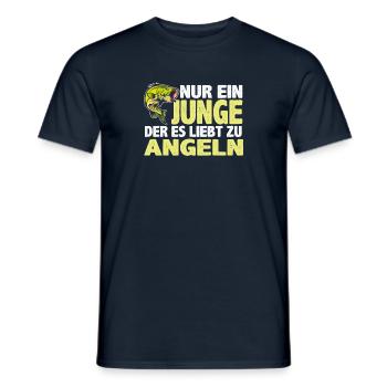 Nur ein Junge der es liebt zu Angeln Angeln Fische - Männer T-Shirt - Navy - Vorne - AI Model Male 178 light (178cm)