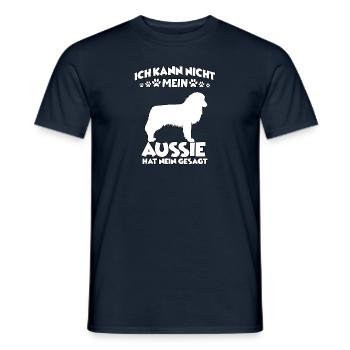 Australian Shepherd Witziges Aussie Gassi Hunde - Männer T-Shirt - Navy - Vorne - AI Model Male 178 light (178cm)