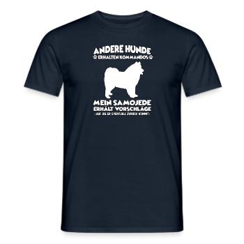 Witziges Samojede Hundetraining Hundebesitzer - Männer T-Shirt - Navy - Vorne - AI Model Male 178 light (178cm)