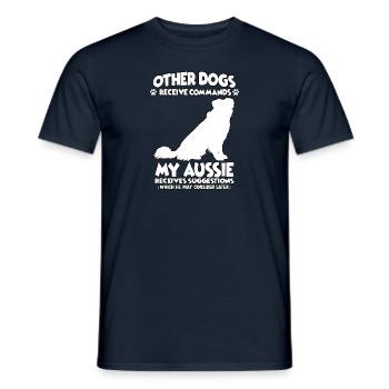 Dressage de chiens propriétaires de chiens de berger australiens - T-shirt homme - marine - Devant - AI Model Male 178 light (178cm)