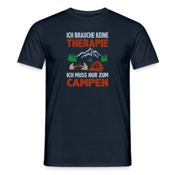 Camping Spruch Keine Therapie muss nur zum Campen - Männer T-Shirt - Navy - Vorne - AI Model Male 178 light (178cm)