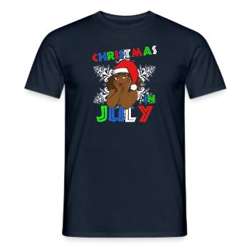 Noël en juillet douce femme noire été - T-shirt homme - marine - Devant - AI Model Male 178 light (178cm)