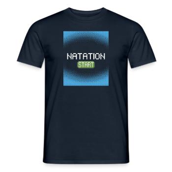 swimming start pixel - Men's T-Shirt - navy - Front - AI Model Male 178 light (178cm)
