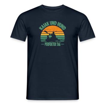 Kanu Kajak Kajak und Hund perfekter Tag - Männer T-Shirt - Navy - Vorne - AI Model Male 178 light (178cm)