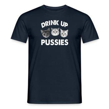Drink Up Pussies - Men's T-Shirt - navy - Front - AI Model Male 178 light (178cm)