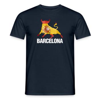 Barcelona Spain Flag Bull Fighting Spanish - Men's T-Shirt - navy - Front - AI Model Male 178 light (178cm)