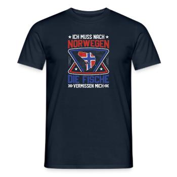 Norwegen Angeltrip Angeltour Geschenk Fisch - Männer T-Shirt - Navy - Vorne - AI Model Male 178 light (178cm)