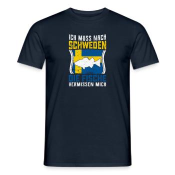 Angeln in Schweden Angeltrip Geschenk - Männer T-Shirt - Navy - Vorne - AI Model Male 178 light (178cm)