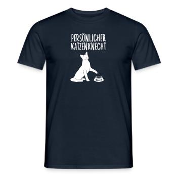 Persönlicher Katzenknecht lustiges Katzenhalter - Männer T-Shirt - Navy - Vorne - AI Model Male 178 light (178cm)