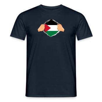 Super Palestinian Heritage Proud Palestine Flag - Men's T-Shirt - navy - Front - AI Model Male 178 light (178cm)