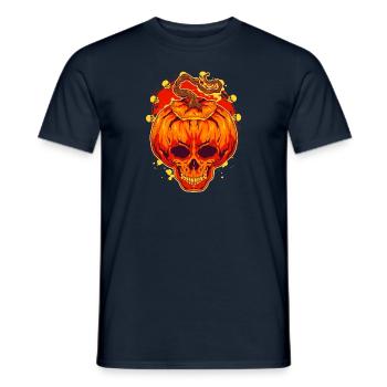 Jack-o'-lantern Pumpkin Fiery Head Spooky Hallowee - Men's T-Shirt - navy - Front - AI Model Male 178 light (178cm)