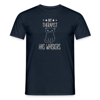 Mon thérapeute a un chat propriétaire de chat à moustaches - T-shirt homme - marine - Devant - AI Model Male 178 light (178cm)