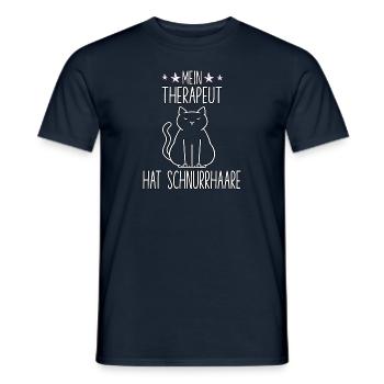 Katze Therapeut lustig Katzenbesitzer Outfit Katze - Männer T-Shirt - Navy - Vorne - AI Model Male 178 light (178cm)