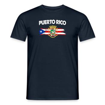 Puerto Rico Boricua Flag Coat of Arms - Men's T-Shirt - navy - Front - AI Model Male 178 light (178cm)
