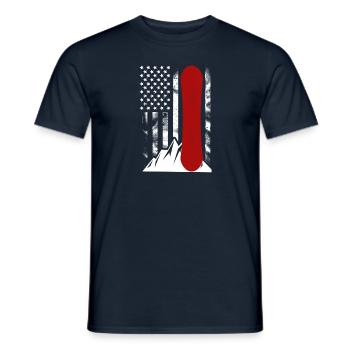 Snowboarding American Flag Skiing Snowboard - Men's T-Shirt - navy - Front - AI Model Male 178 light (178cm)