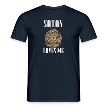 Atheist Funny Satan Loves Me - Men's T-Shirt - navy - Front - AI Model Male 178 light (178cm)