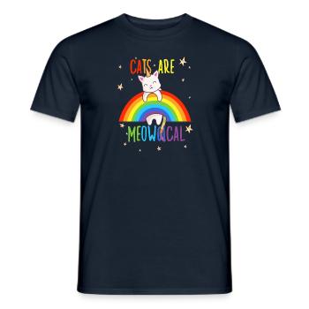 Cute Cats Unicorn Rainbow Cat Cat Owner - Men's T-Shirt - navy - Front - AI Model Male 178 light (178cm)