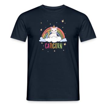 Niedliches Einhorn Katzen Motiv Regenbogen Katzen - Männer T-Shirt - Navy - Vorne - AI Model Male 178 light (178cm)