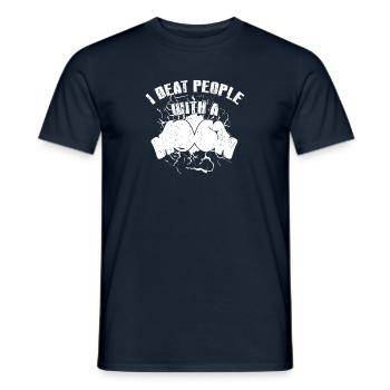 Boxer Quote I Beat People With A Boxing Gloves - Men's T-Shirt - navy - Front - AI Model Male 178 light (178cm)