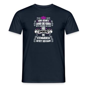 Flugbegleiterin T witziges Spruch Motiv Stewardess - Männer T-Shirt - Navy - Vorne - AI Model Male 178 light (178cm)