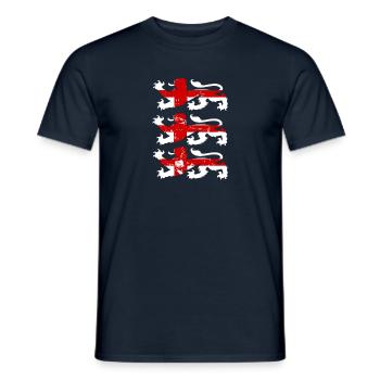 England Football Patriotic English Lions Soccer Cr - Men's T-Shirt - navy - Front - AI Model Male 178 light (178cm)