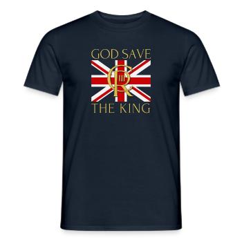 Couronnement du roi britannique Charles Angleterre Drapeau - T-shirt homme - marine - Devant - AI Model Male 178 light (178cm)