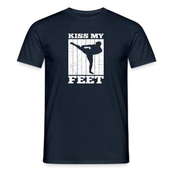 Kickboxing Kiss My Feet Funny Kickboxer Gift Idea - Men's T-Shirt - navy - Front - AI Model Male 178 light (178cm)