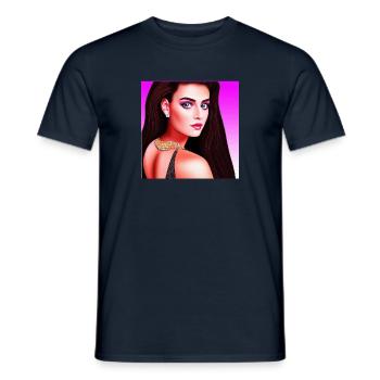 Retrowave Synthwave 80s Character Design - Männer T-Shirt - Navy - Vorne - AI Model Male 178 light (178cm)