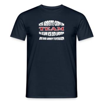 Ich arbeite gern im Team, kann anderen zuschauen - Männer T-Shirt - Navy - Vorne - AI Model Male 178 light (178cm)