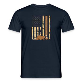 Beaver Hunting American Flag Vintage Patriotic - Men's T-Shirt - navy - Front - AI Model Male 178 light (178cm)