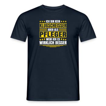 Herren Kein Klugscheisser bin Pfleger Spruch - Männer T-Shirt - Navy - Vorne - AI Model Male 178 light (178cm)