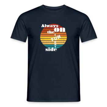 Always on the sunny side. Always on the fun side. - Männer T-Shirt - Navy - Vorne - AI Model Male 178 light (178cm)