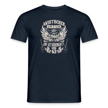 Gitarrenspieler Geburtstag 1960 Jahrgang 63 Jahre - Männer T-Shirt - Navy - Vorne - AI Model Male 178 light (178cm)