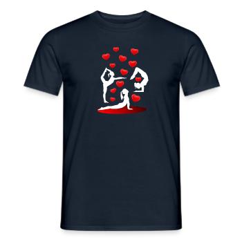 Danseurs de yoga au coucher du soleil rétro Namaste - T-shirt homme - marine - Devant - AI Model Male 178 light (178cm)