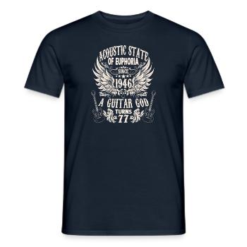 Guitarists Birthday 1946 Born 77 years - Men's T-Shirt - navy - Front - AI Model Male 178 light (178cm)