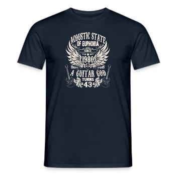 Guitarists Birthday Born 1980 43 years - Men's T-Shirt - navy - Front - AI Model Male 178 light (178cm)